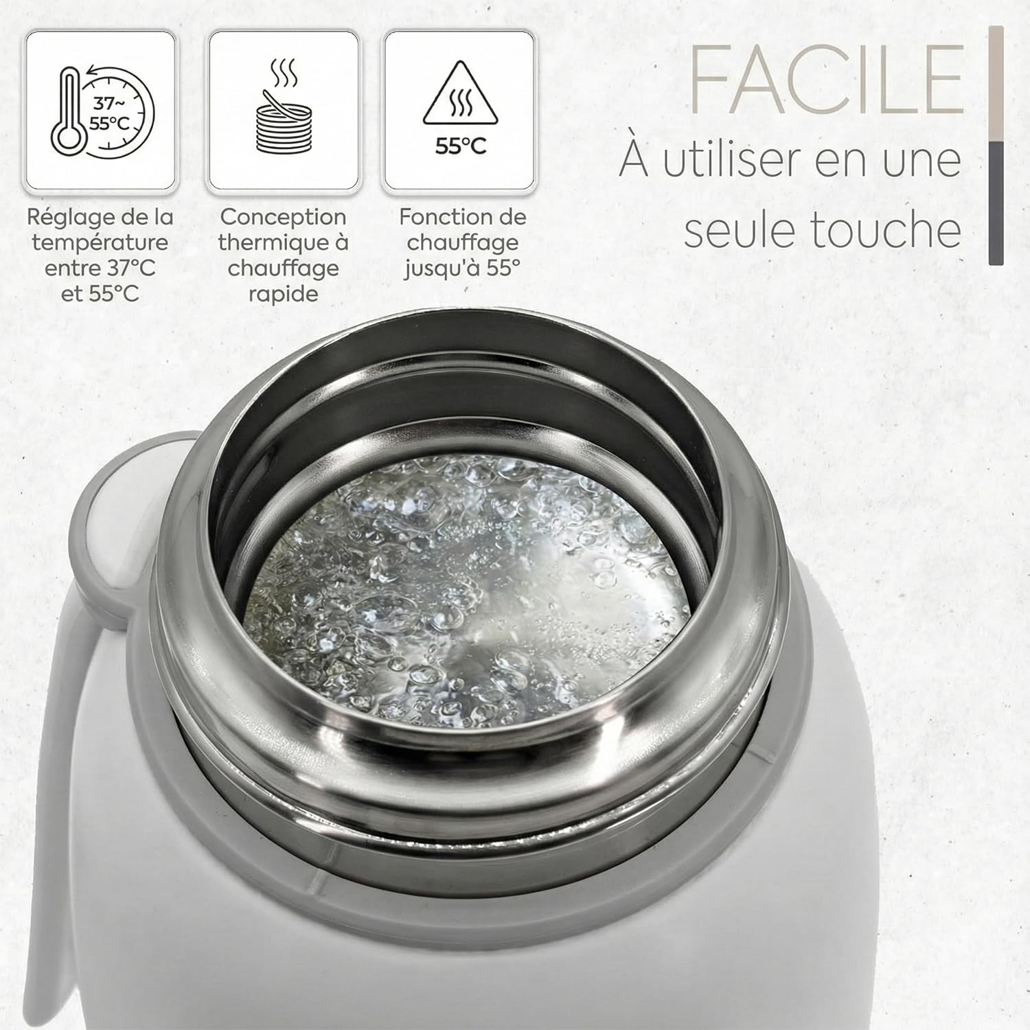 Chauffe-lait intelligent pour bébé d'une capacité de 500 ml, température réglable, chauffe-lait maternel portable et sans fil, chargement USB, idéal pour les voyages et une utilisation quotidienne.