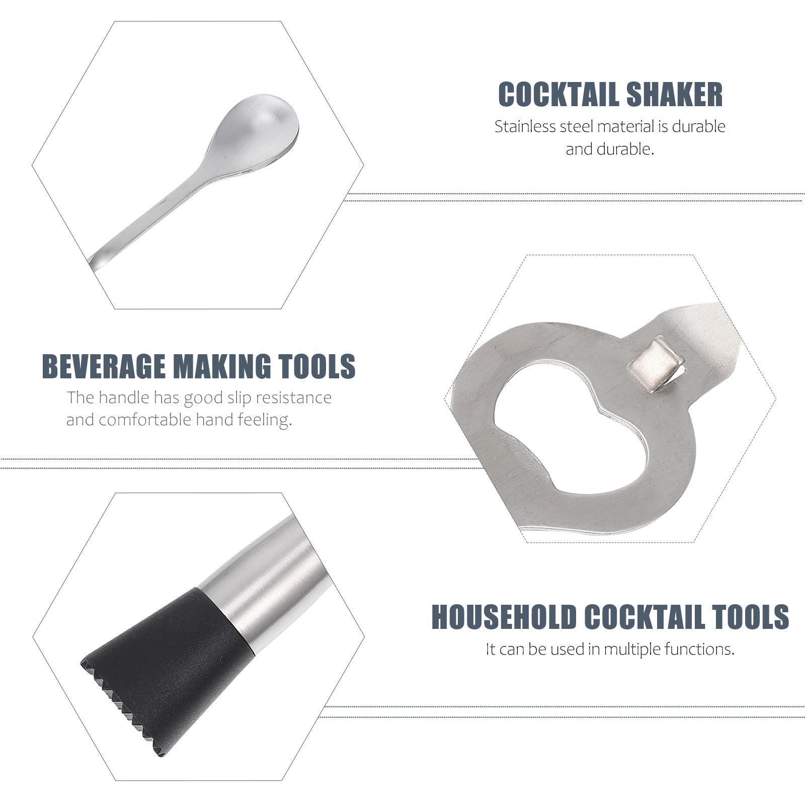 HEMOTON Ensemble Professionnel de 12 Pièces pour Shaker à Cocktails en Acier Inoxydable, Portable Bar ou Maison