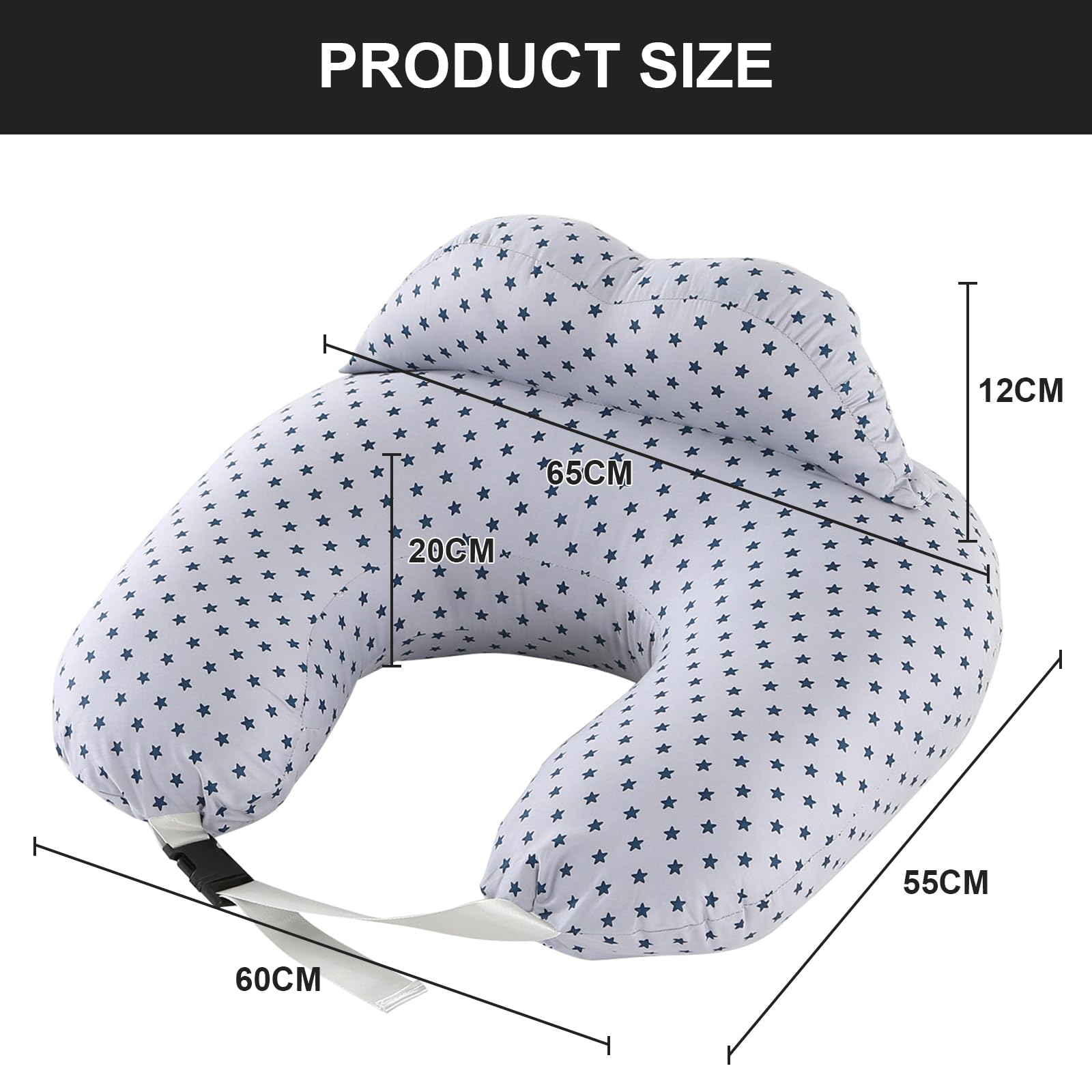 Almohada de embarazo, almohada de lactancia, almohada multifuncional con funda de almohada 100% algodón, en forma de U, lavable, para madres