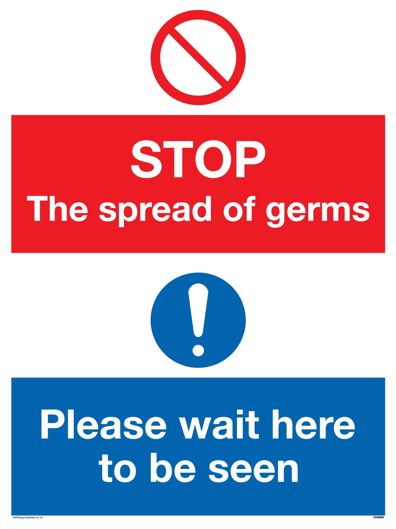 STOP germs PLEASE wait here to be seen sign - Vinyl/Sticker