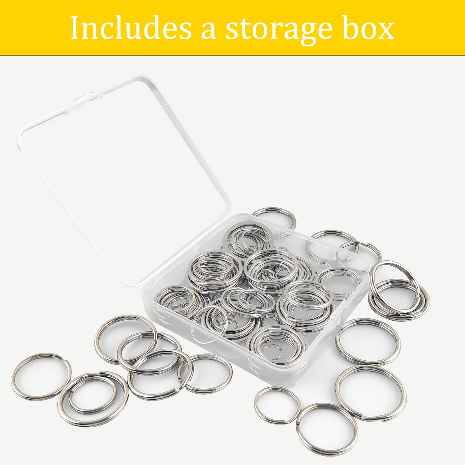 100 Anelli Portachiavi In Acciaio Inox 316 - 4 Misure (10mm, 20mm, 25mm, 30mm) Per Fai Da Te E Artigianato - Foto 2