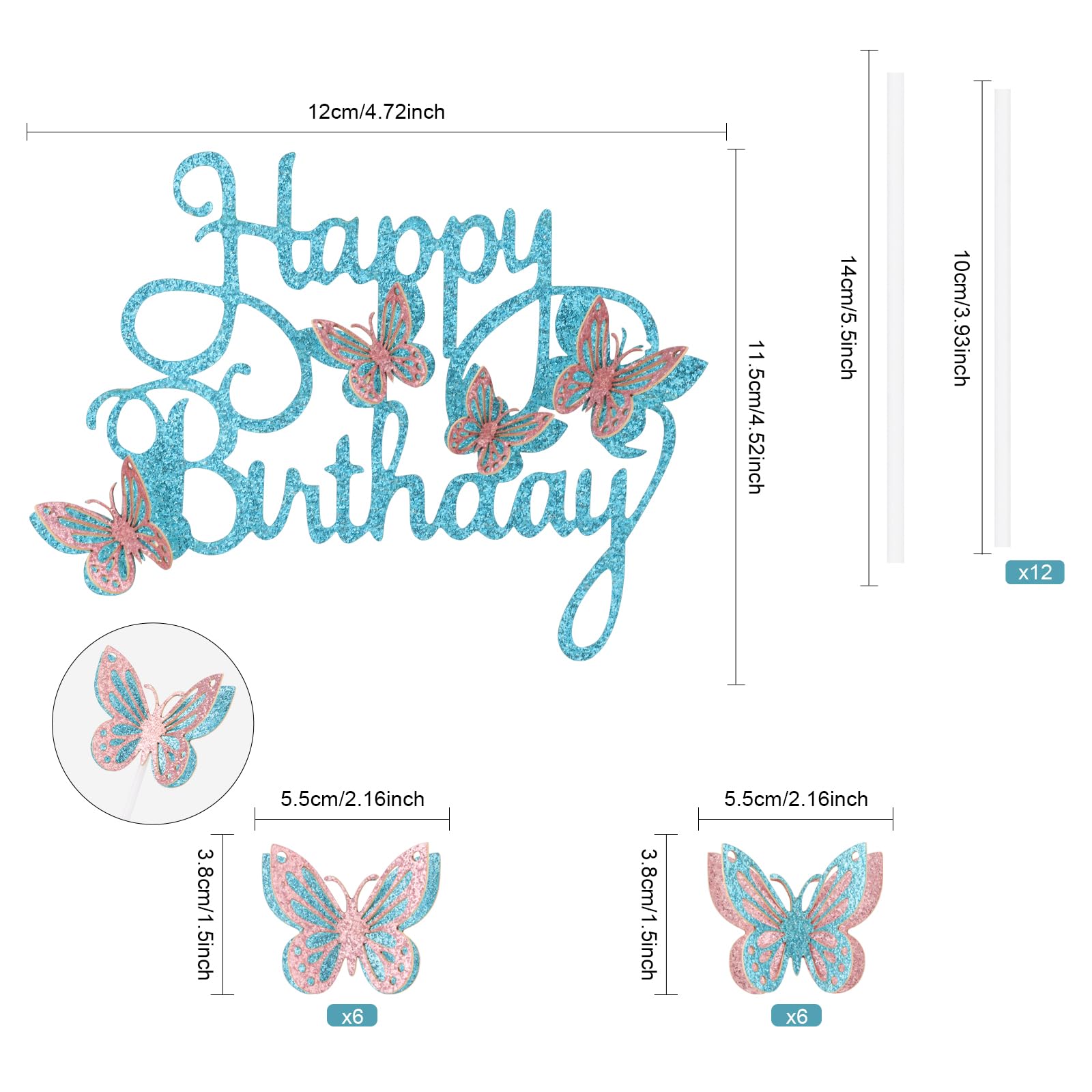 Decorazioni Torta Farfalla 3D - Cake Topper Compleanno Per Ragazze, Rosa E Viola