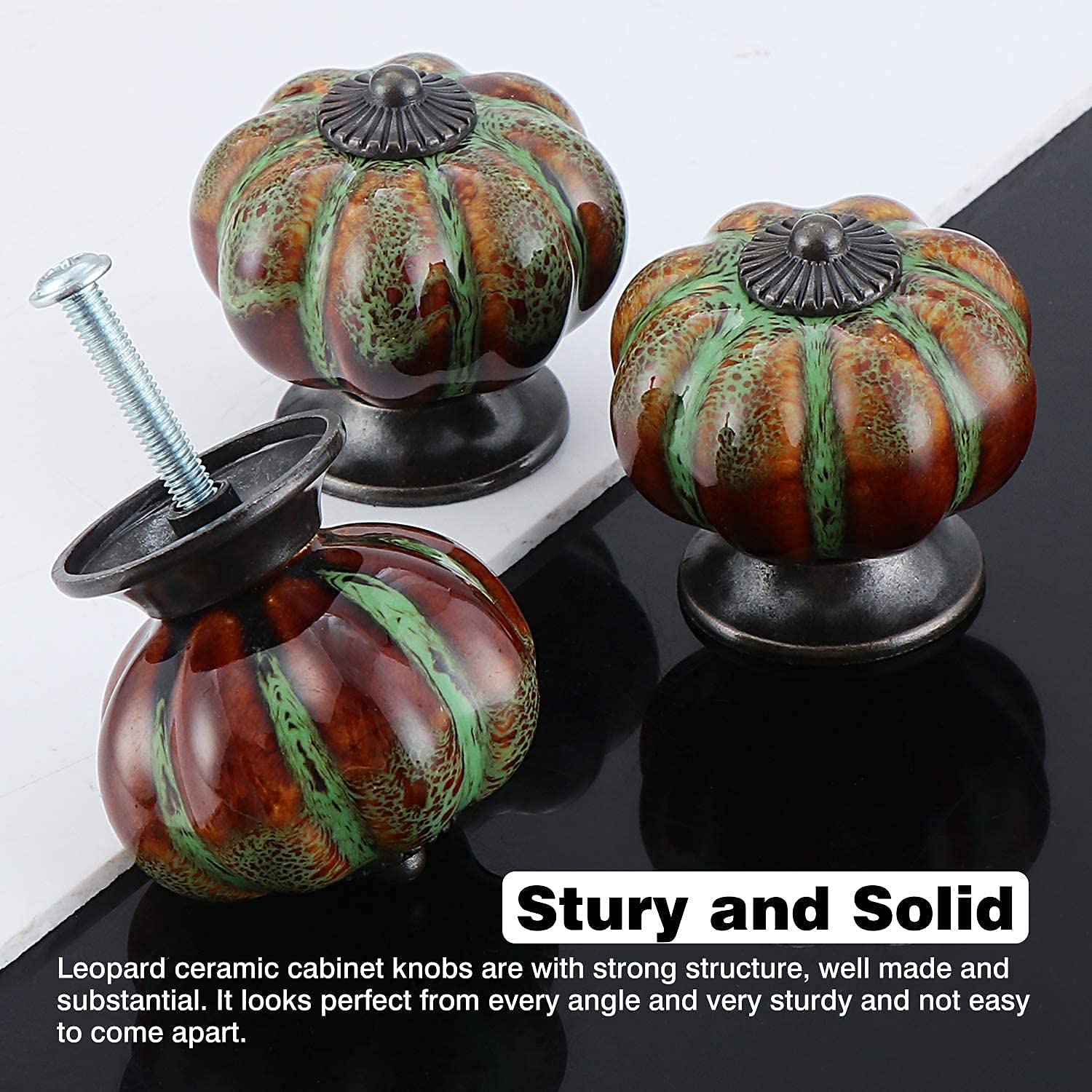 6 szt.Gałki do szuflady Zielone 40 mm Gałki do drzwi Gałki meblowe Uchwyty meblowe Ceramiczne gałki do szafek - styl antyczny (zielony)