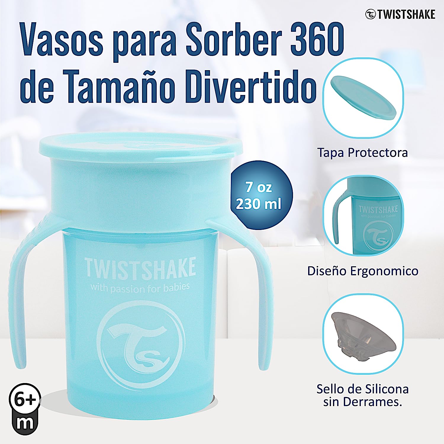 Twistshake Sippy-Bekerset voor Baby's - 3 Stuks | 2x 360 Beker - 1x Mini Beker | Non-Morsen Sippy Cup voor Peuters | Training Sippy Cup voor Kinderen | Lekvrije Waterflessen voor Baby's | Roze Blauw