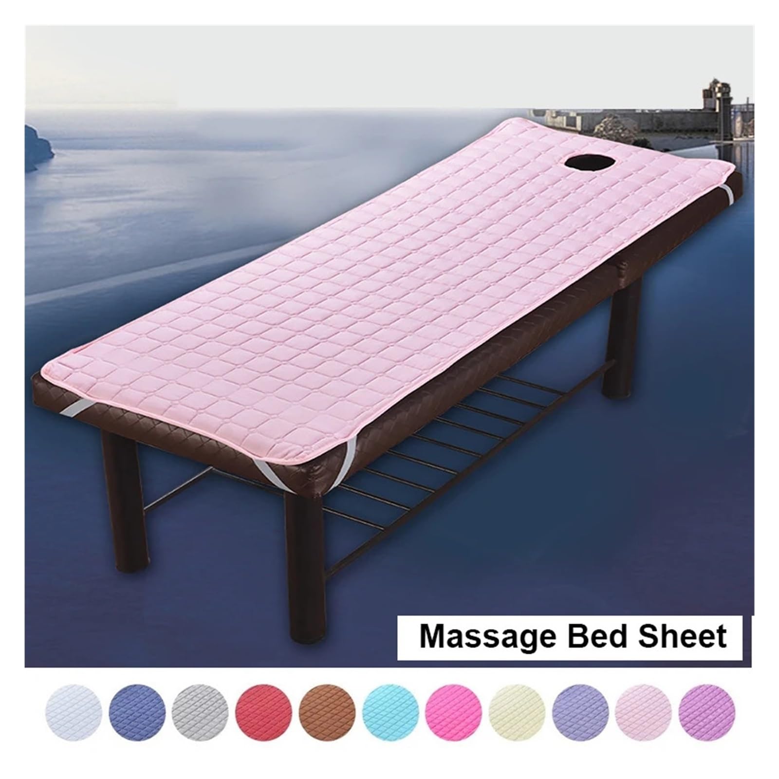 Sabanas Camilla Masaje Mesa de masaje poliéster, Sábana elástica for tratamiento SPA, colchón salón belleza relajación con orificio for la cara, sofá(Deep blue,190X80CM)