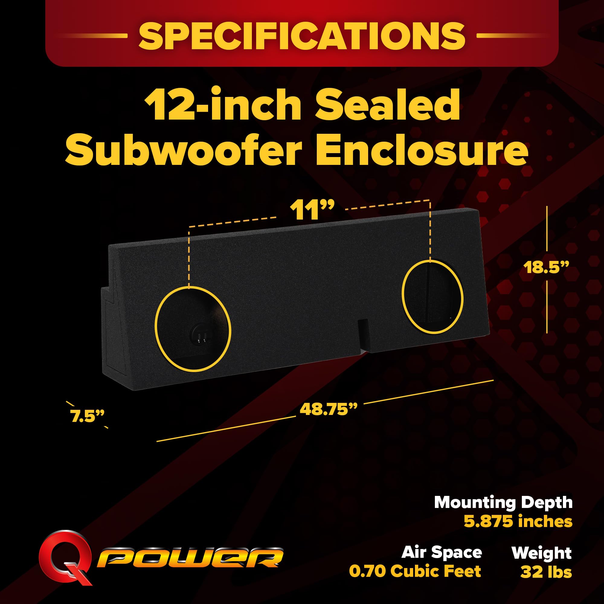 Amazon.com: QPower Dual 12in Behind Seat Foward Fire Subwoofer