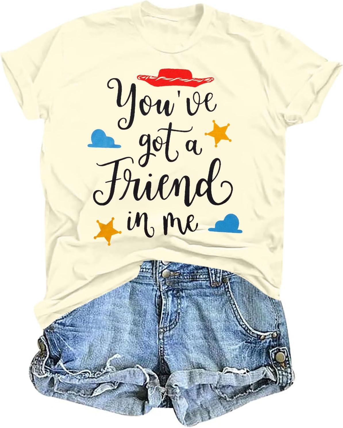 SUPEYA Youve Got A Friend in Me T-Shirt for Women Funny Letter Print Shirt Cute Graphic Short Sleeve Tees Tops