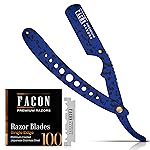 Facn Straight Razors for Men - Professional Barber Straight Edge Razor Kit with 100 Blades, Classic Stainless Steel Barbero Shaver for a Smooth & Precise Shave, Premium Barber Razor for Men\'s Shaving