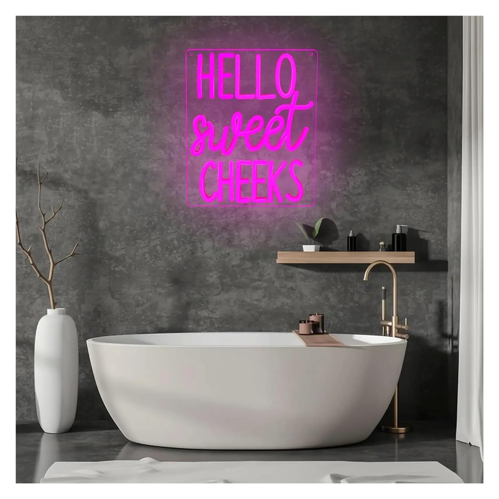Wiszące neony artystyczne Hello Sweet Cheeks Neonowa Tablica Dekoracyjna Na Ścianę Różowe Światło LED Ściemnialne Do Łazienki, Sypialni, Na Wesele, Na Przyjęcie Urodzinowe, 24cmx30cm