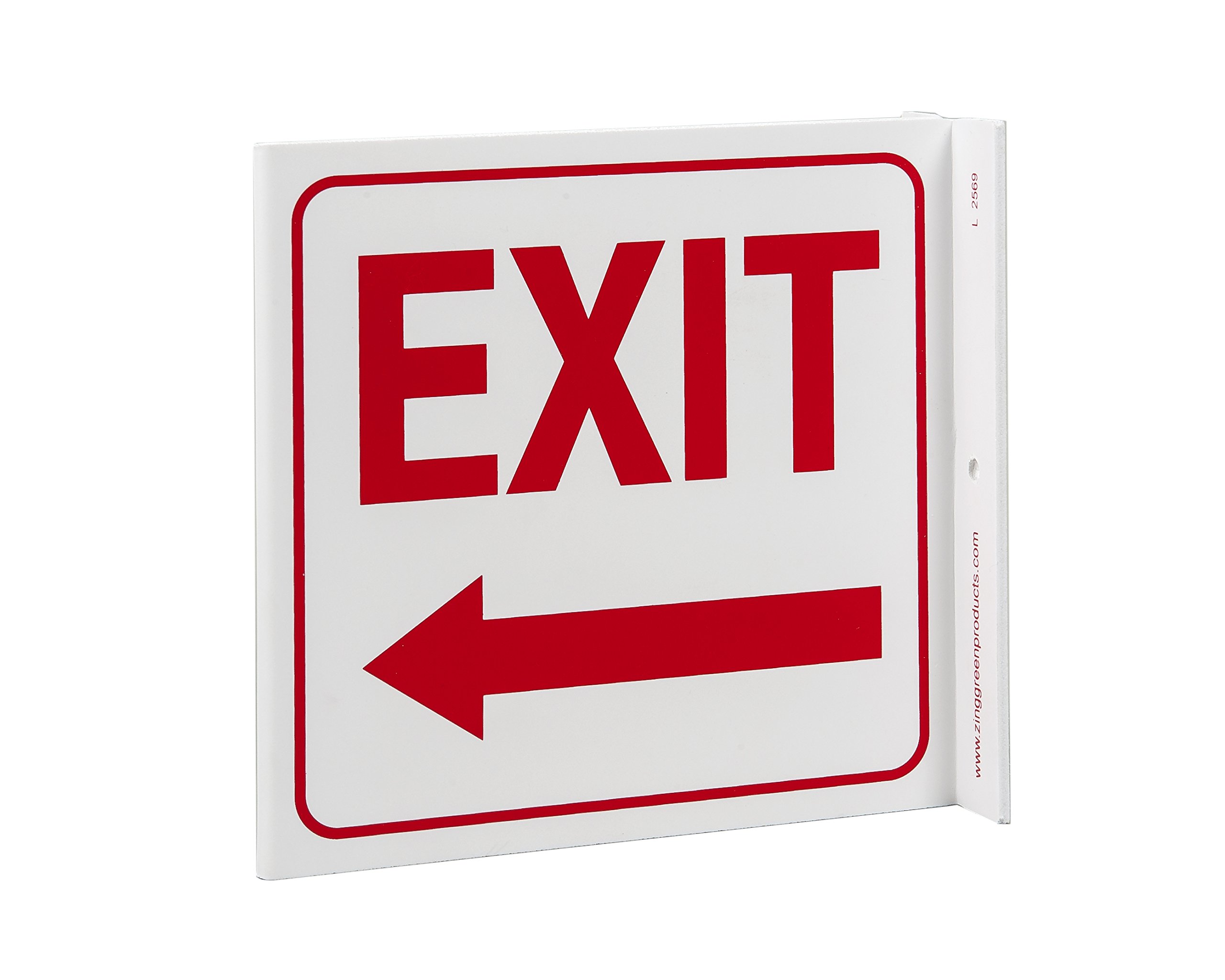 ZING 2569 Eco Safety L Sign, Exit Left Arrow, 7Hx2.5Wx7D, Recycled Plastic
