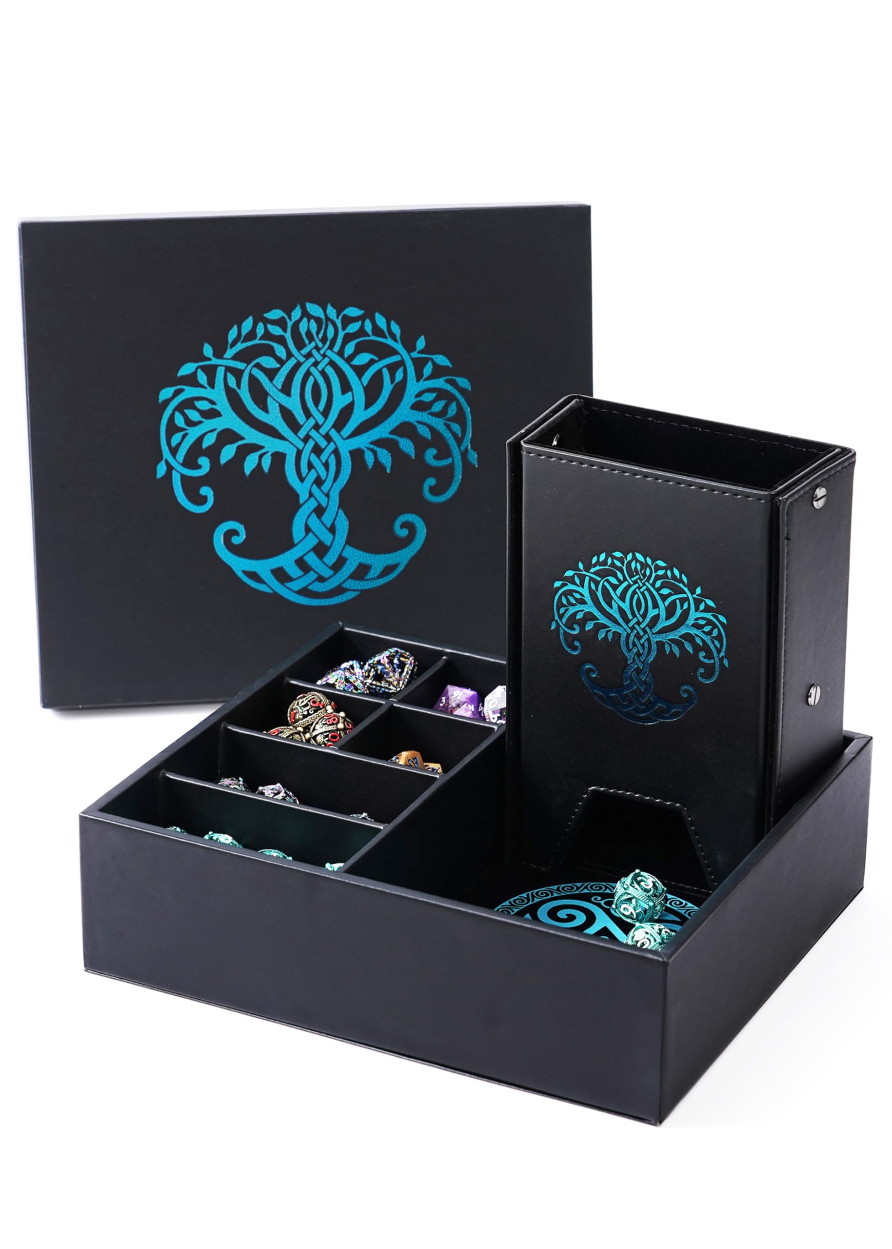 Soar Forge DND Dice Tray and Dice Tower with Storage - All-in-One Game Roamer - Stunning Dice Tray & Large Tower for Random Rolls - Stores D&D Dice, Miniatures Holder & Container Box (Blue), SOARDR01