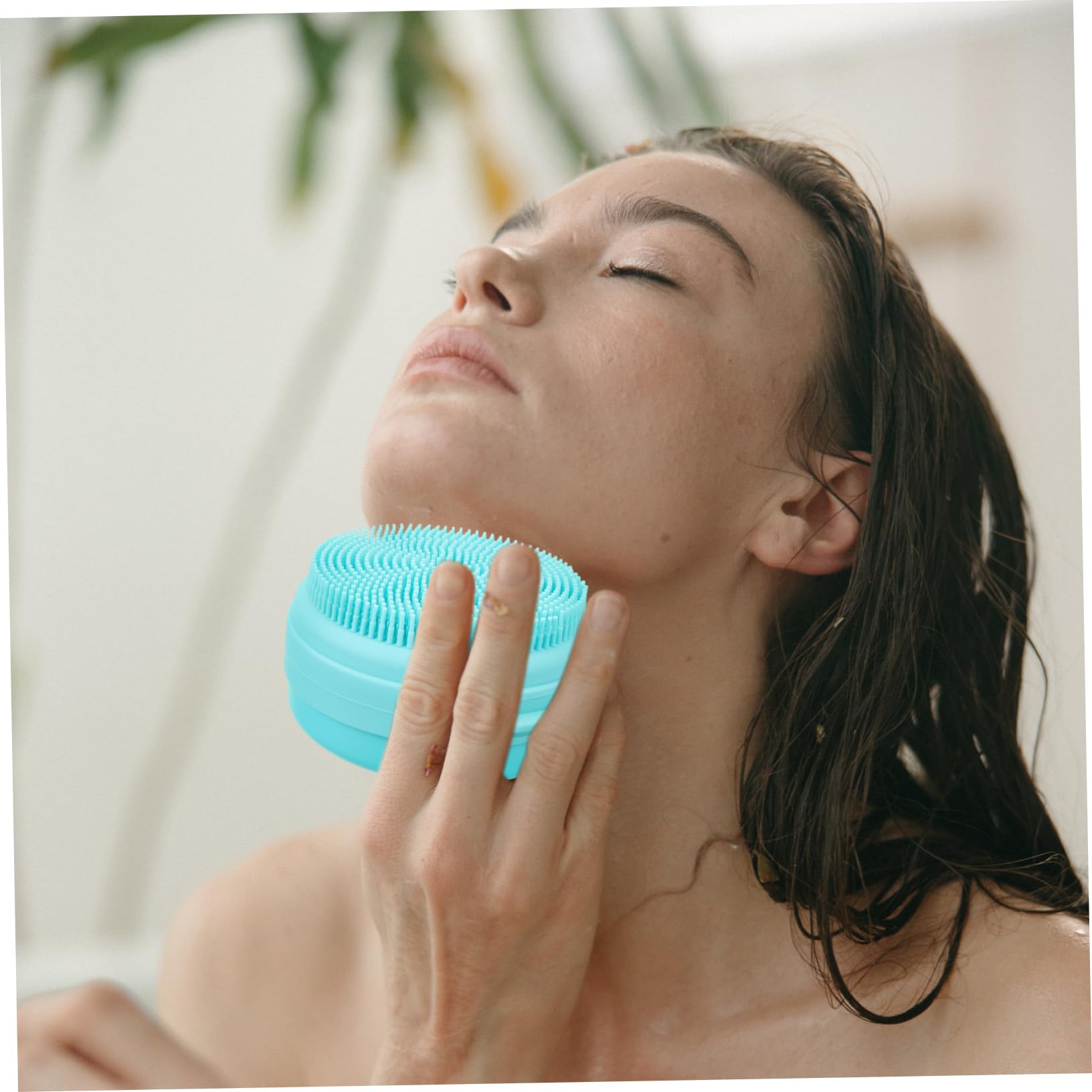 Housoutil 4pezzi Spazzola Da Bagno Silicone Per Esfoliazione Con Cordino Scrubber Portatile Per Lavaggio Corpo e Massaggio Accessorio Per Silicone Morbido