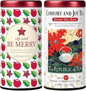 The Republic of Tea – Limited-Edition Holiday Black Teas - Sip and Be Merry, Comfort and Joy Tea Bundle – 50 Count Tea Bags Each