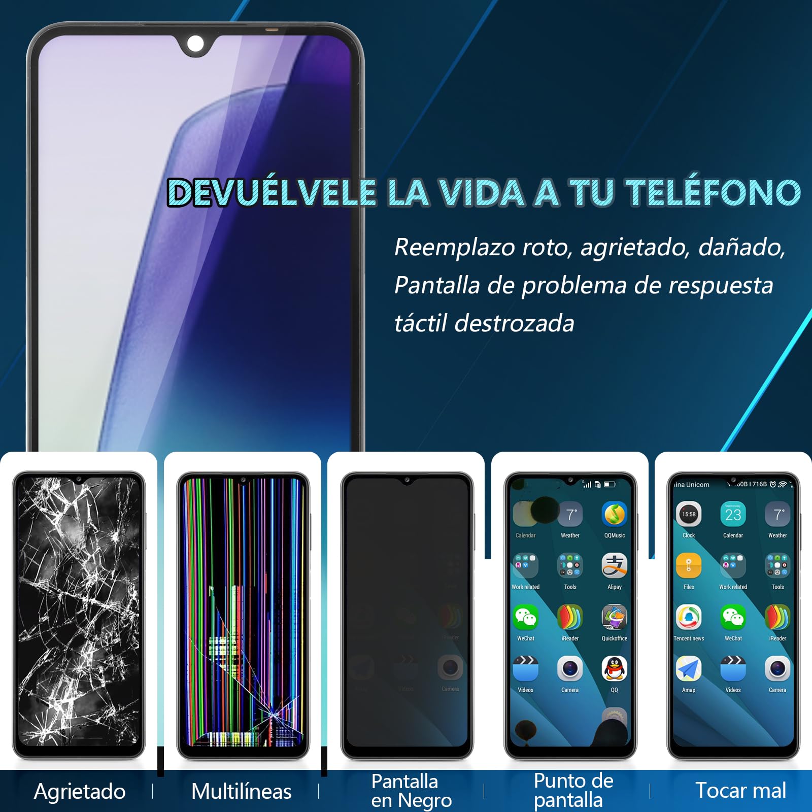 RongZy Pantalla para Xiaomi Redmi 14C 4G Táctil LCD de Repuesto Ensamblaje Digitalizador Reemplazo para Redmi 14C 4G con Herramientas de Reparación (Negro con Marco)