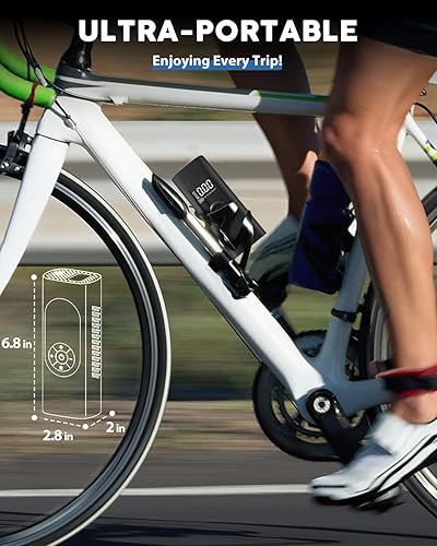 Miniatura 8 de Inflador de neumáticos, compresor de aire portátil, bomba de bicicleta inalámbrica de 150 PSI con pantalla LCD dual y luz de emergencia, adecuado