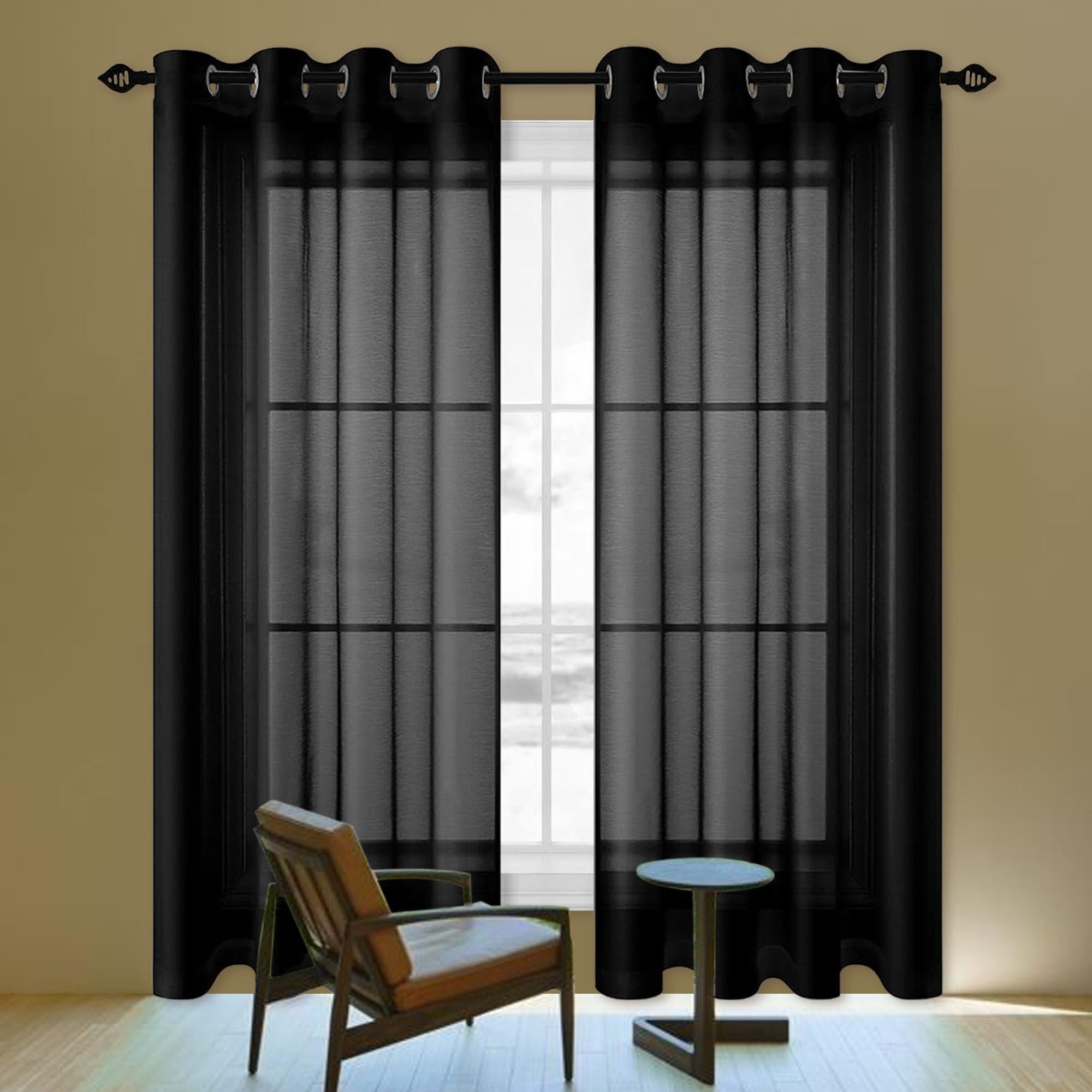 Rideaux voilages œillet 280x310 cm anti-froid pour isoler le salon