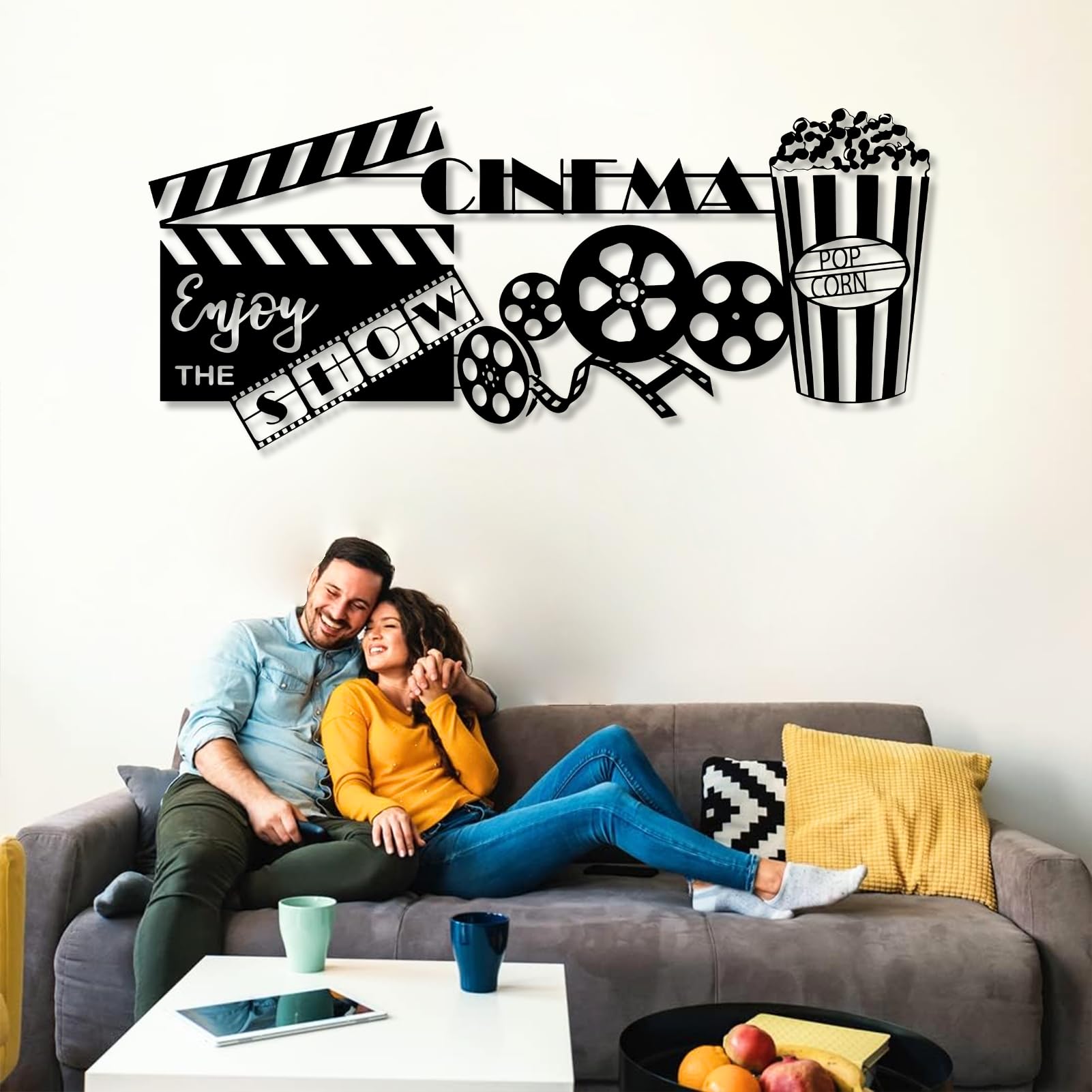 Metalowa rolka filmowa dekoracja ścienna inspirowana kinem metalowa sztuka ścienna kino domowe dekoracja ścienna do salonu medialnego biura czarny 24 dł. x 10 W