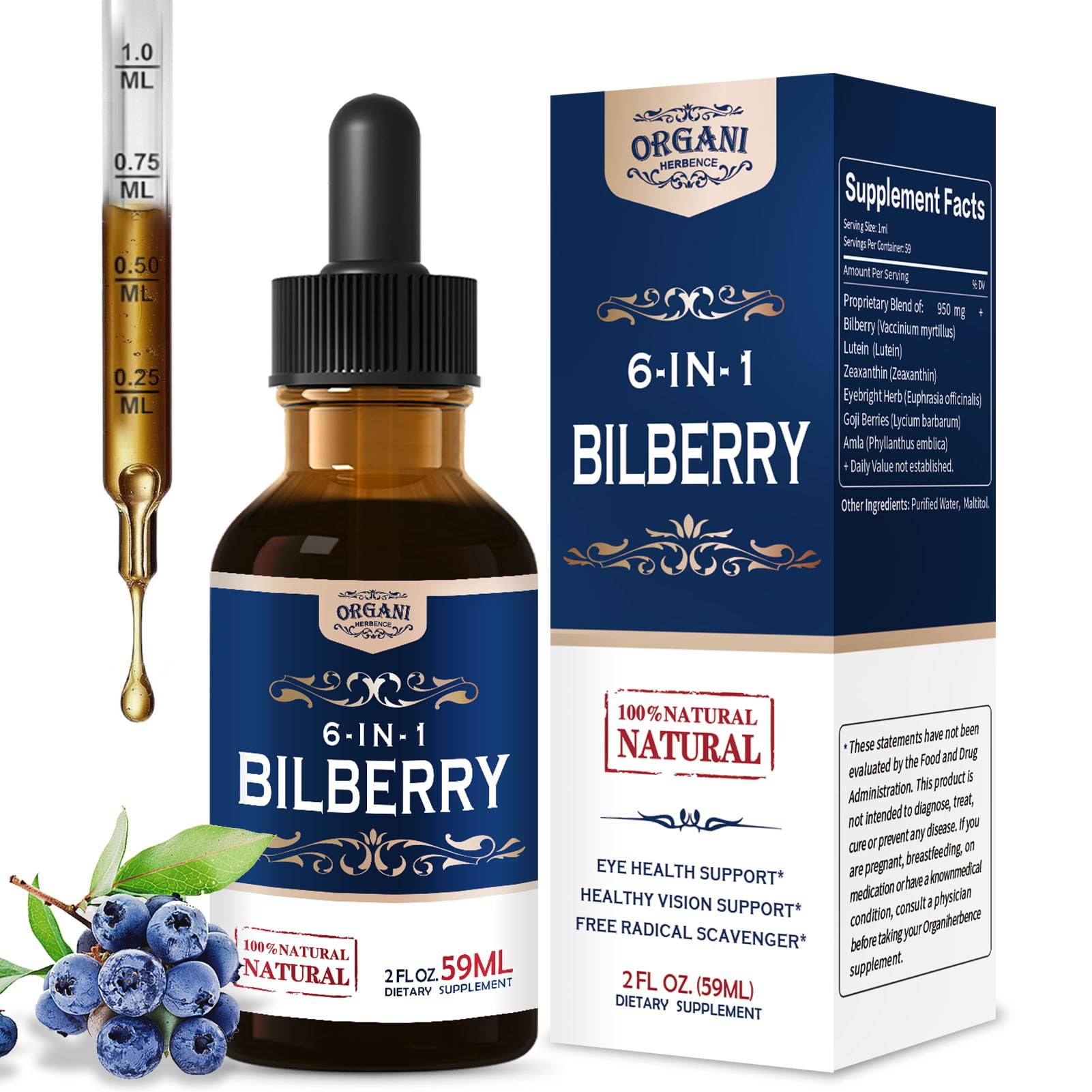 Amazon.com: ORGANIHERBENCE Bilberry Extract Supplement for Eye Health,  6-in-1 Herbal Formula Liquid Drops to Support Eye Strain, Dry Eyes, and  Vision Health, Blend with Lutein Zeaxanthin & Eyebright Herb. 2oz : Health