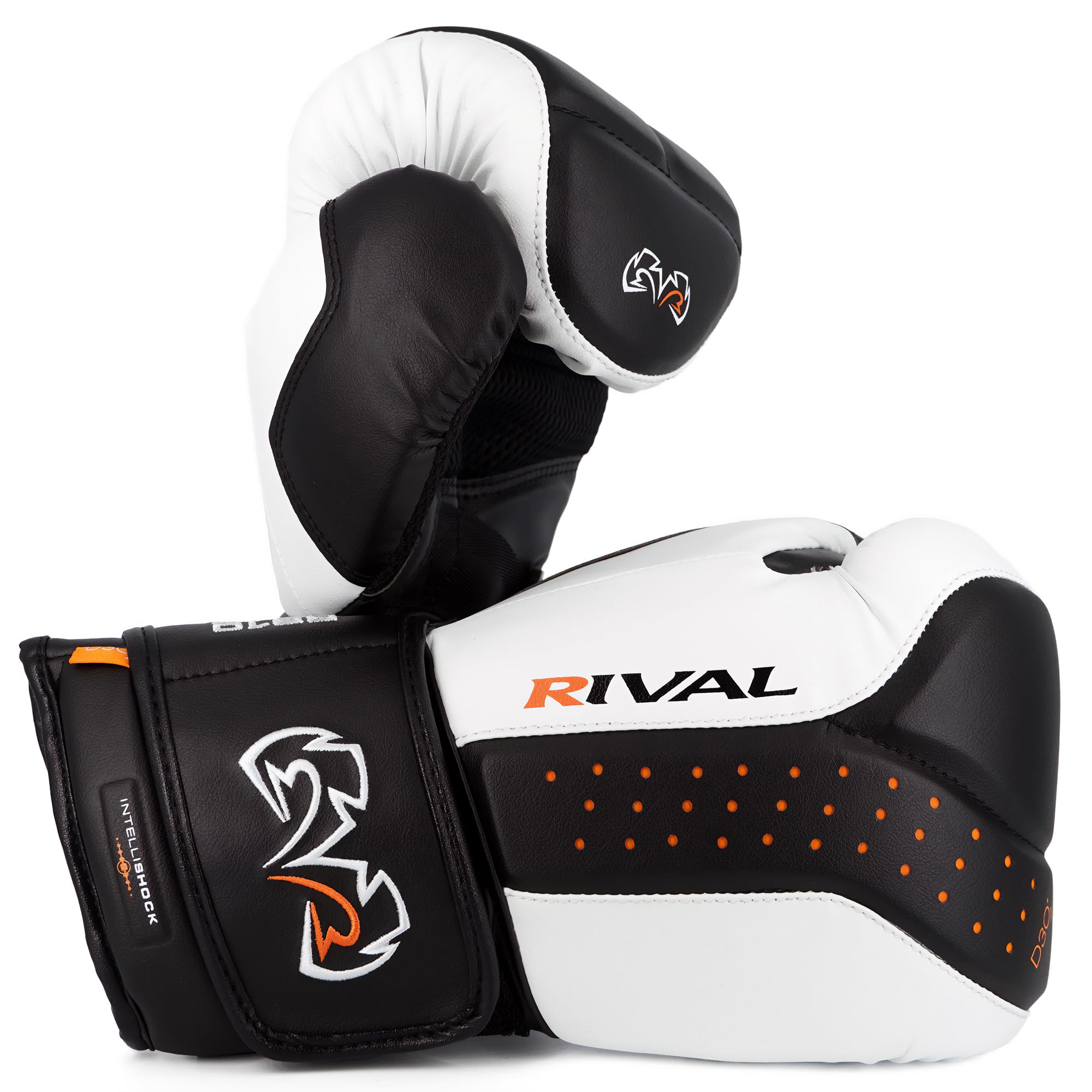 RIVAL Boxing RB10 Intelli-Shock Bag Gloves, Hook and Loop Closure - Ergonomic Fit, 1.25” of Closed Cell Foam for Intense Bag Use