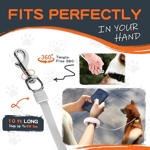 Miniatura 5 de UFO - Correa retráctil para perro, manos libres, con soporte para bolsa de excrementos, bloqueo de pausa de freno con una sola mano, sin enredos de