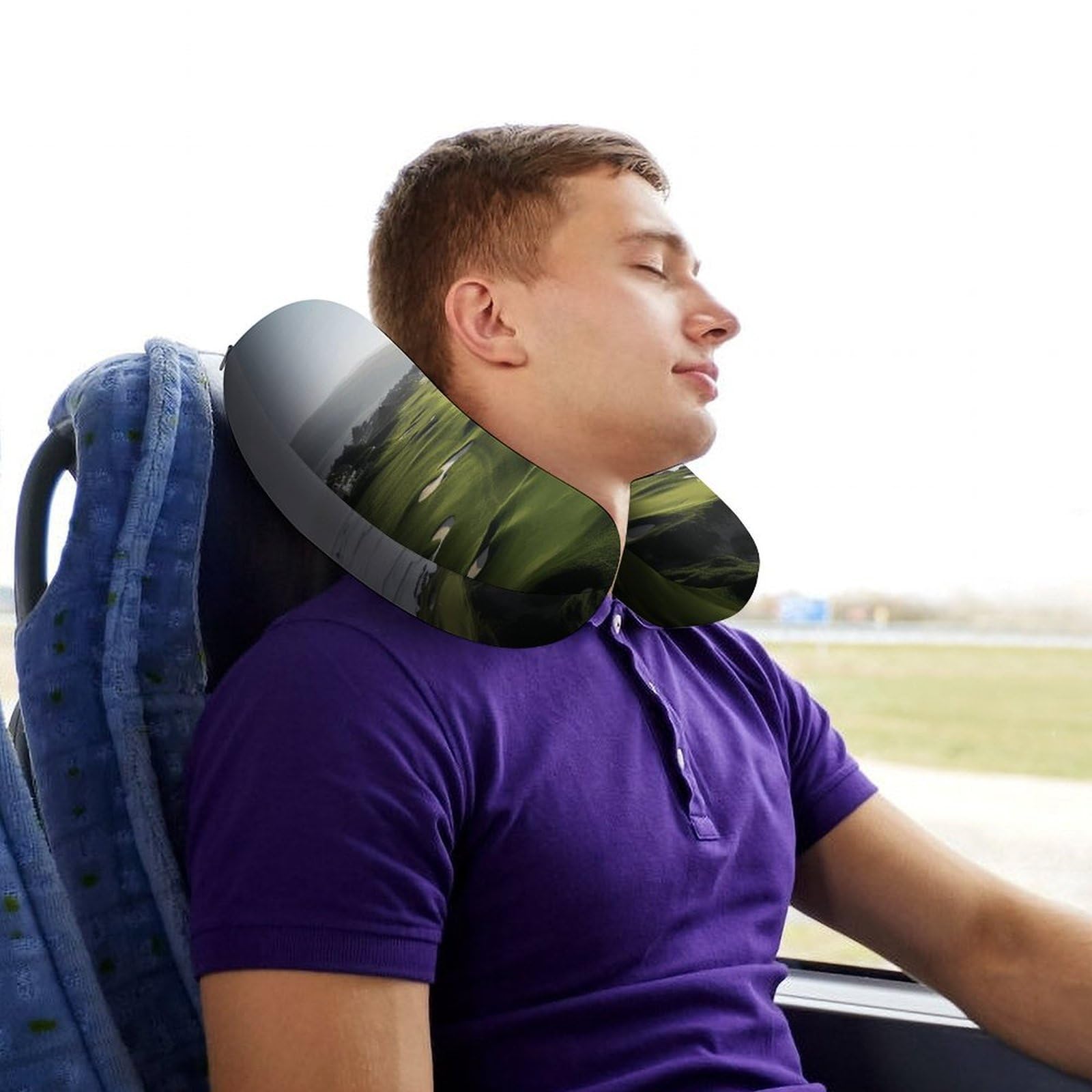 Almohada en forma de U para campo de golf, núcleo de almohada de espuma viscoelástica, cojín, proporciona apoyo para el cuello, almohada de viaje, adecuada para aviones, coches, hogares y