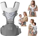 Baby Carrier with Hip Seat, 6-in-1 Baby Carrier Newborn to Toddler for Active Babies, Detachable Hands-Free Infant Carrier for 7-44lbs, All Seasons Toddler Carrier (Grey)