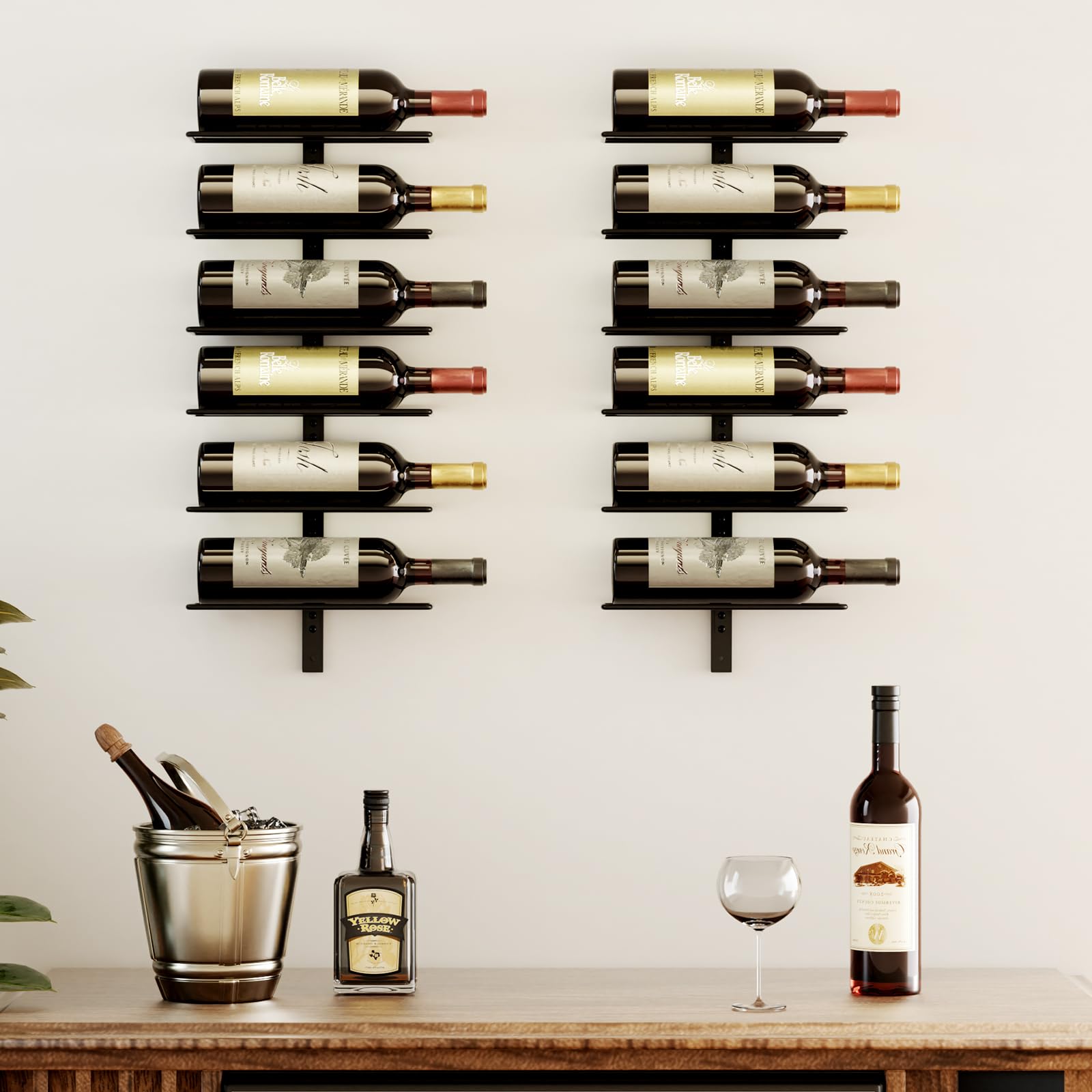 TJ.MOREE Wine Rack Wall Mount for 12 Bottles, Metal Holder for Wine Champagne, Liquor Storage - Image 2