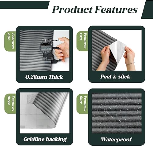 Miniatura 2 de Oxdigi Papel tapiz autoadhesivo con listones de madera, 35.4 x 196 pulgadas (48.4 pies cuadrados), patrón 3D, PVC autoadhesivo, extraíble, apto para