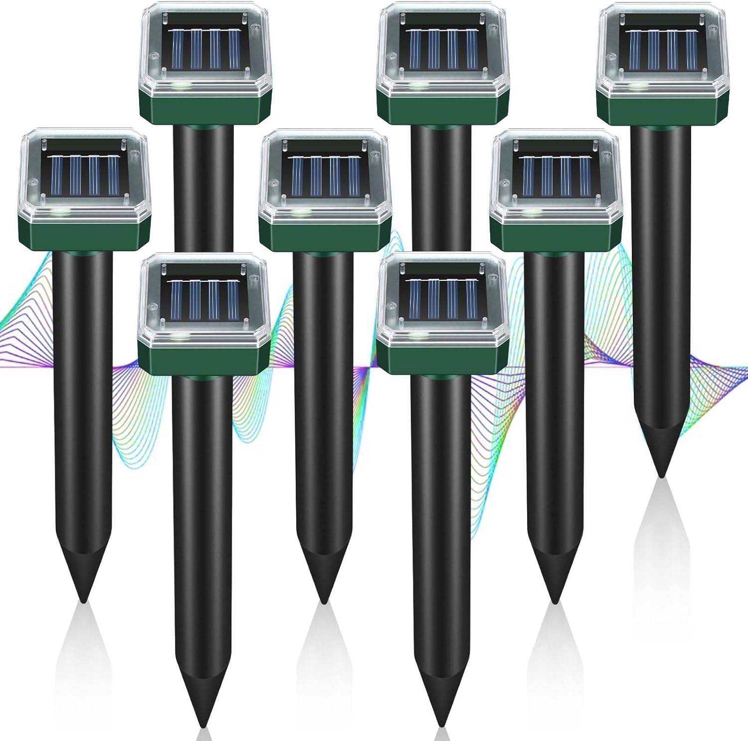 Mole Repellent Solar Powered, 8-Pack Ultrasonic Repeller Sonic Spikes Waterproof Gopher Vole Groundhog Snake Chipmunk Mole Deterrent Get Rid of Moles in Your Yard