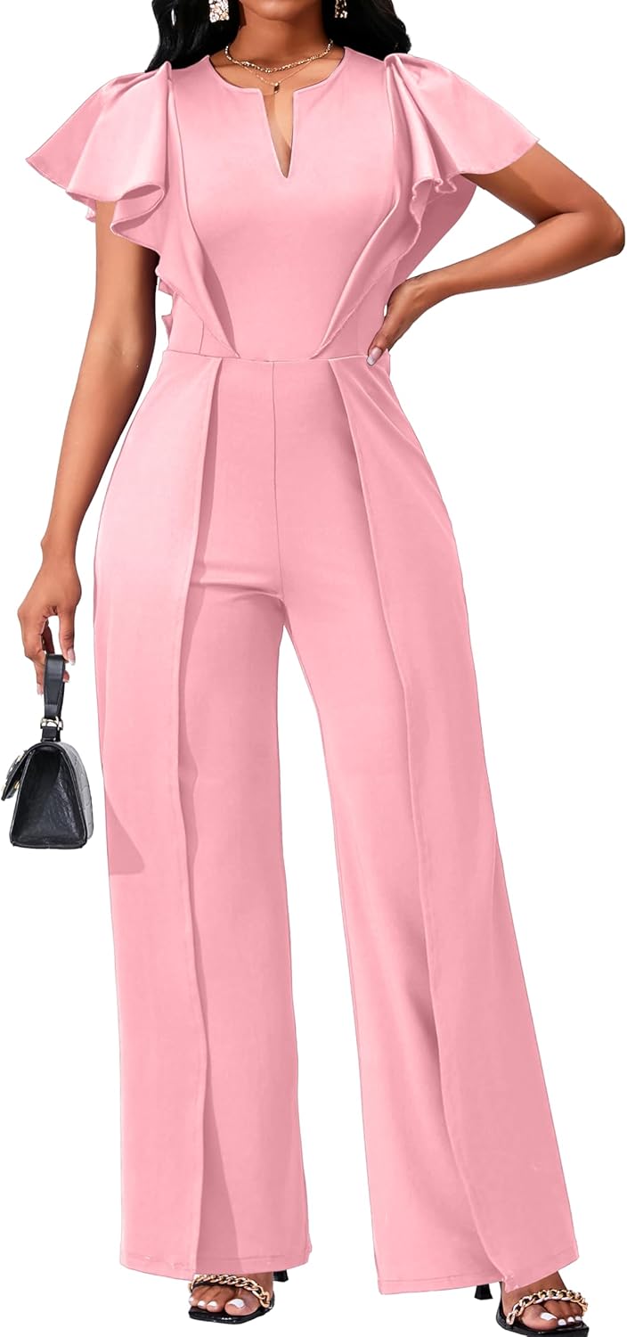 sexycherry Formal Jumpsuit for Women Dressy Elegant Long Straight Pants Jumpsuits for Party Club with Zipper
