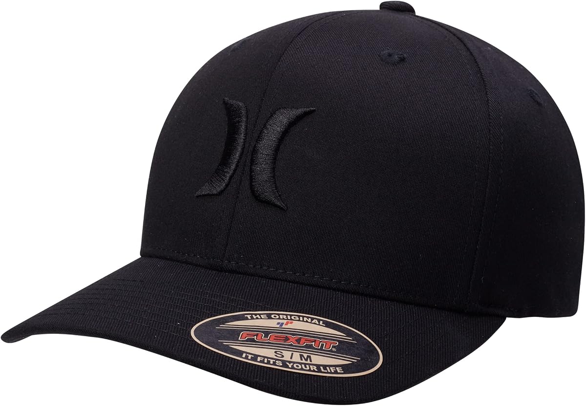 Hurley Gorra de béisbol ajustada texturizada para hombre, absorbe la humedad, ala curvada | La banda interior para el sudor te mantiene seco y fresco, la forma estructurada mantiene su forma, textura sutil con bordado frontal