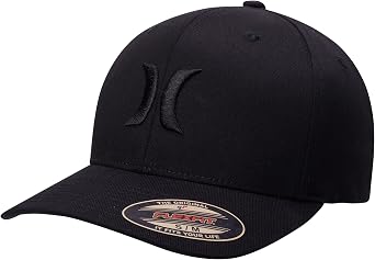 Hurley Mens Textured Fitted Baseball Cap, Moisture Wicking, Curved Brim