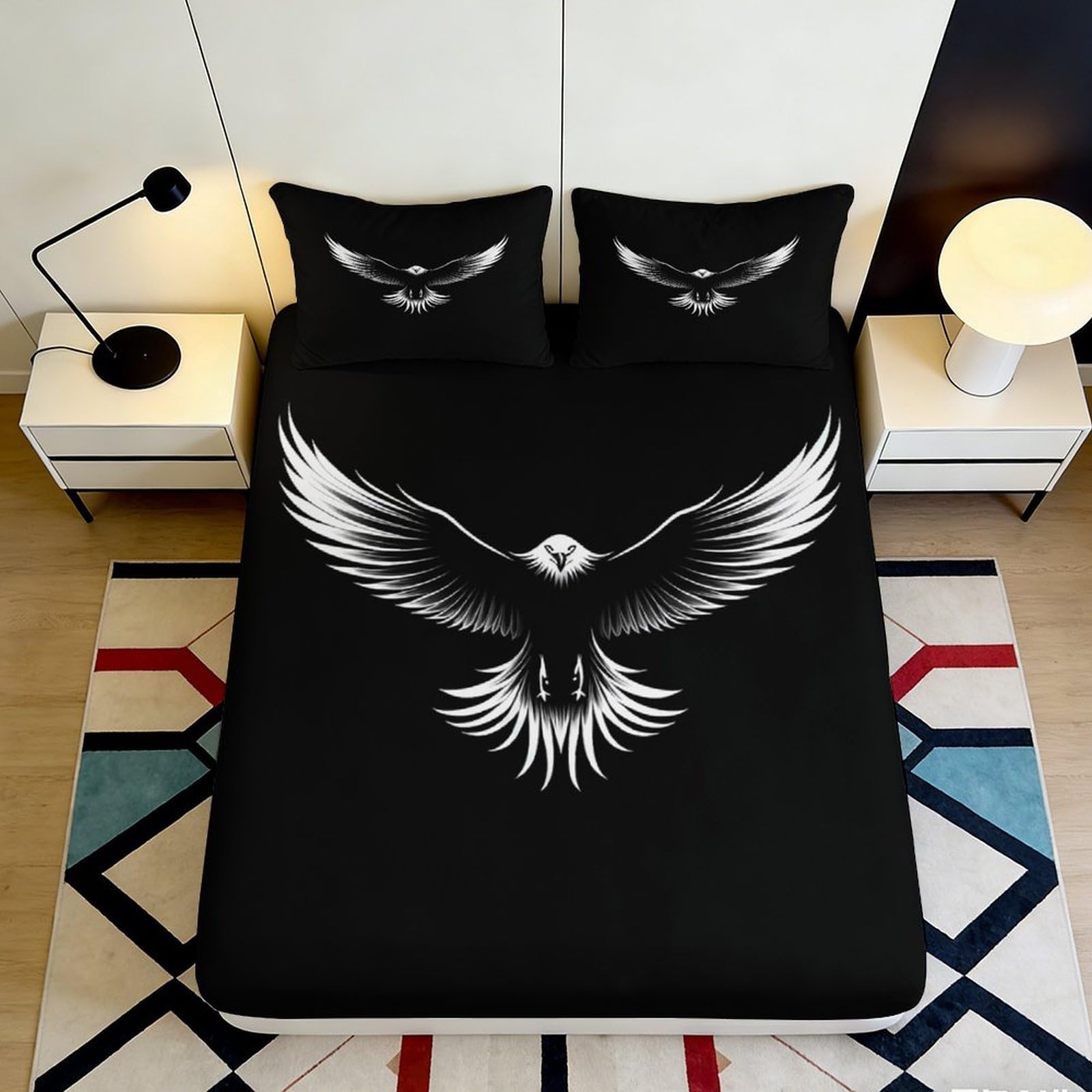 Uynsixtme Style-6 3D Printed Bird Design Fitted Sheet Microfiber Deep Pocket Non-Slip Bedroom Bedding Bird Mattress Fitted Cover 90X200x25cm