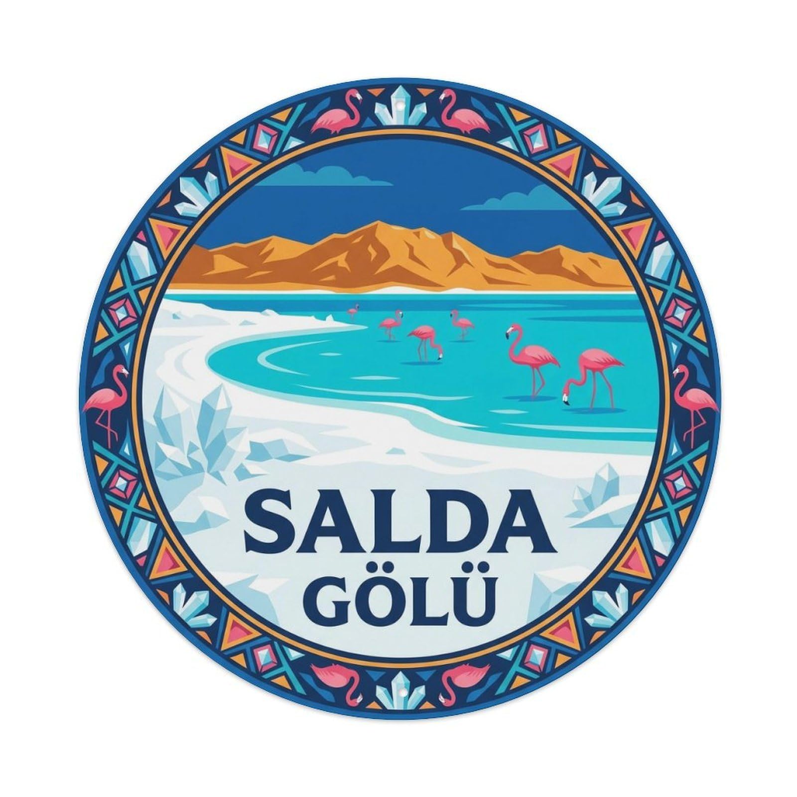 Burdur Salda Lake White Beach Turkey Landscape Graphic Metal Tin Sign
