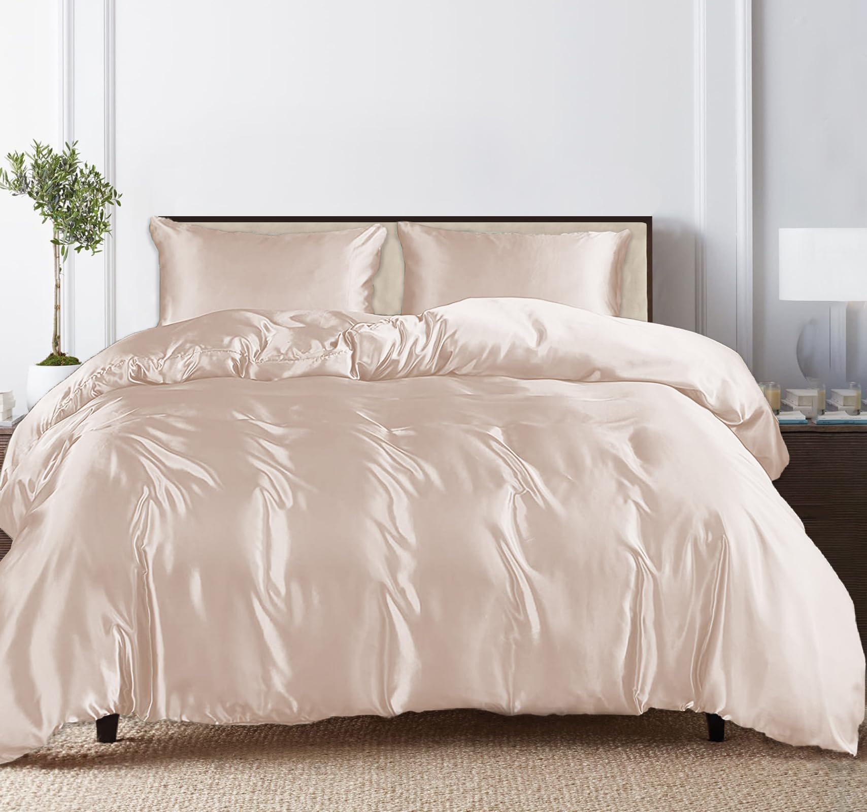 LINENWALAS Queen Duvet Cover Set – 100% Tencel Lyocell, Cooling Eucalyptus Fabric – 90x90 Inches, Includes 2 Pillowcases - View #2