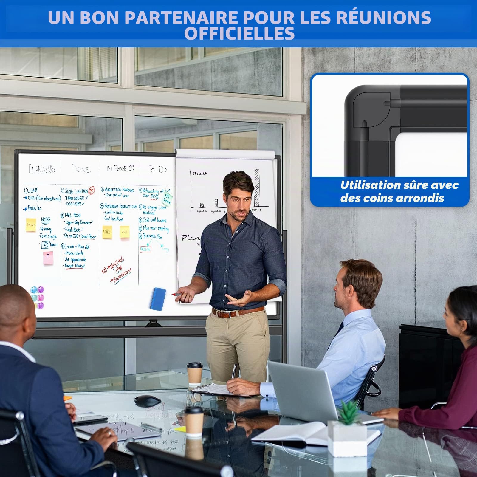 Tableau Blanc Effacable sur Pied 120 x 80 cm, Whiteboard Mobile avec Support, Surface d'écriture Magnétique Double Face, Cadre en Aluminium, Accessoires pour Salle de Classe, Maison, Bureau, Noir