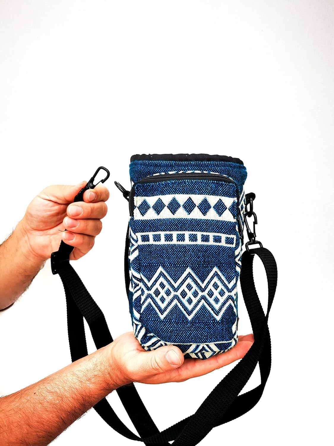 Off the Grid Water Bottle Holder with Strap & Pocket for Phone, Card, Cash or Keys | Bottle Sleeve Carrier for Walking, Backpacking | Hydro and Iron Flask Sling Bag | Camping Accessories