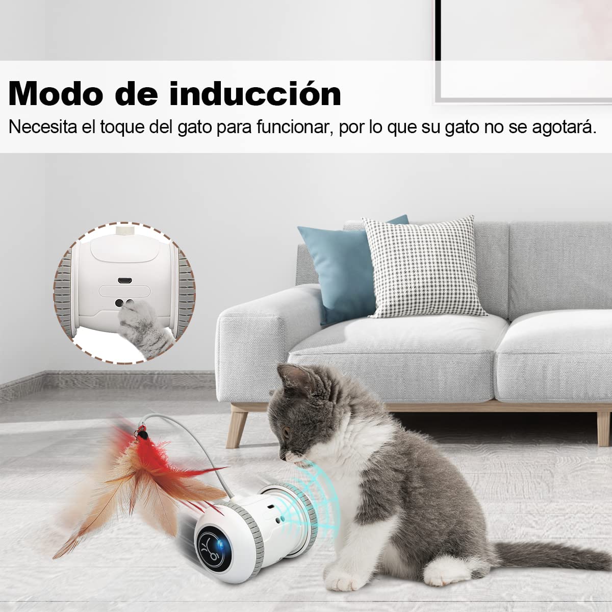 Juguete Láser Automático Para Gatos Con Movimiento Aleatorio – Recargable, Activado Por Movimiento, 3 Modos De Velocidad