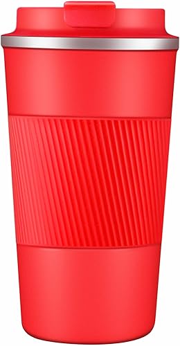 Taza de café de viaje, 14 onzas, vaso de café aislado al vacío de doble pared con aislamiento a prueba de fugas, para agua caliente y fría, café y