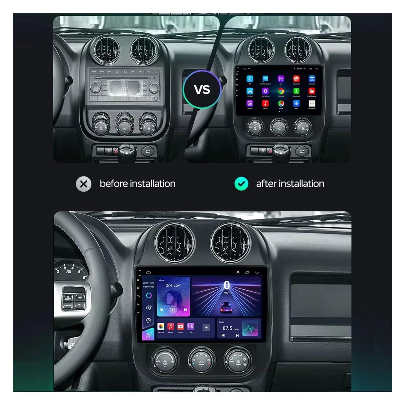 Marco plástico Radio 10,1 Pulgadas para Jeep para Compass para Patriot 2010-2016 Radio Fascias Estéreo Tablero Marco 2 DIN GPS MP5 Android Panel Embellecedor