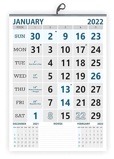Vivid Print V823 English 14X20" 12 Sheets Monthly Wall Calendar 2022 : Amazon.in: Office Products
