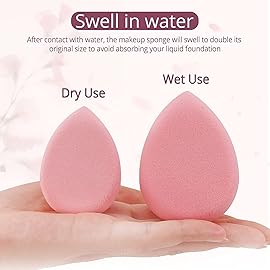 BEAKEY Flat Duo Patented Makeup Sponge Set of 2, Latex Free Pink Beauty Sponge for Foundation and Powder Application, Soft Blending Sponges, Large Flat Design, BeautyTools for Makeup Lovers