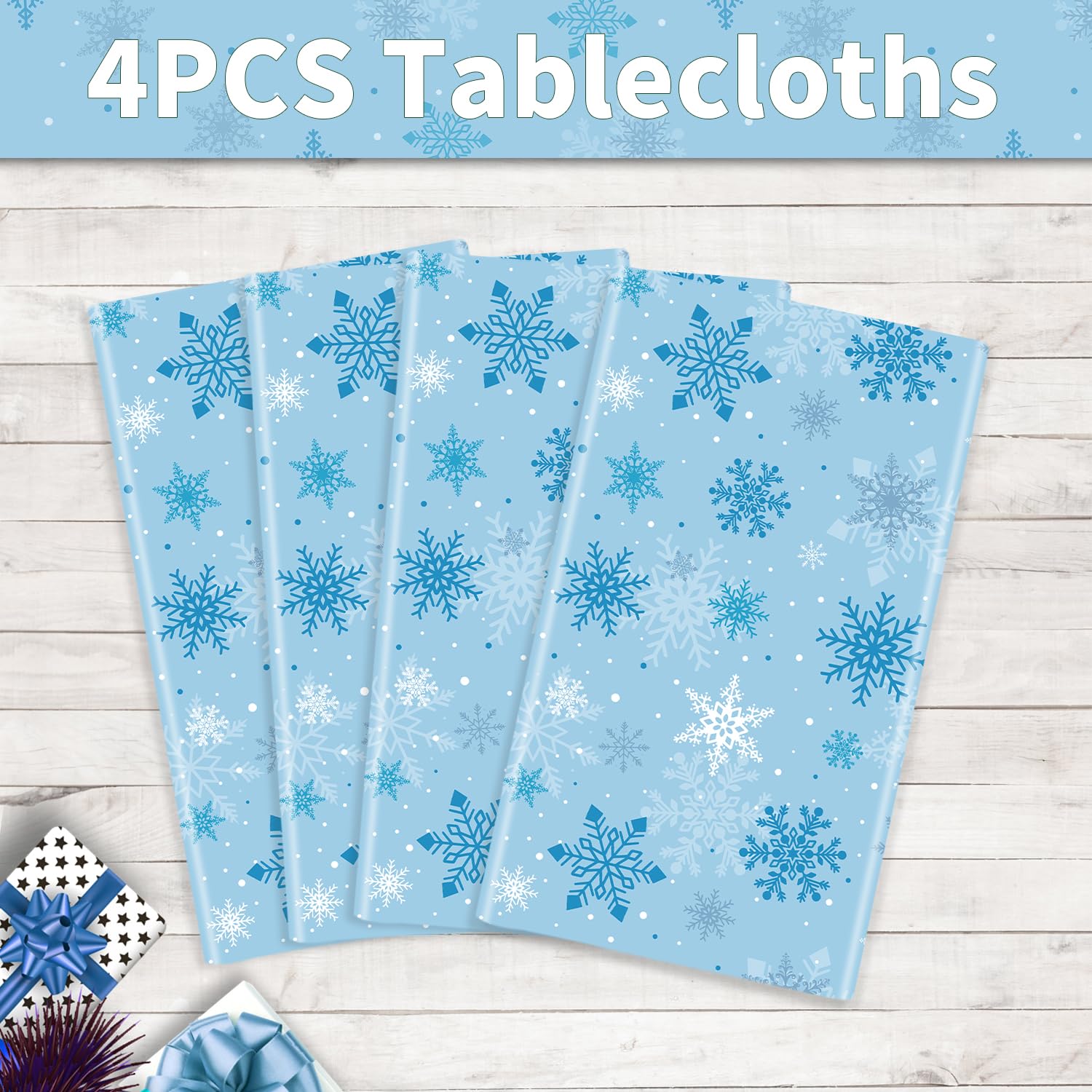 2 Tovaglie Iridescenti Natale - 137x274 Cm, Motivo Fiocco Di Neve, Per Feste - Foto 6