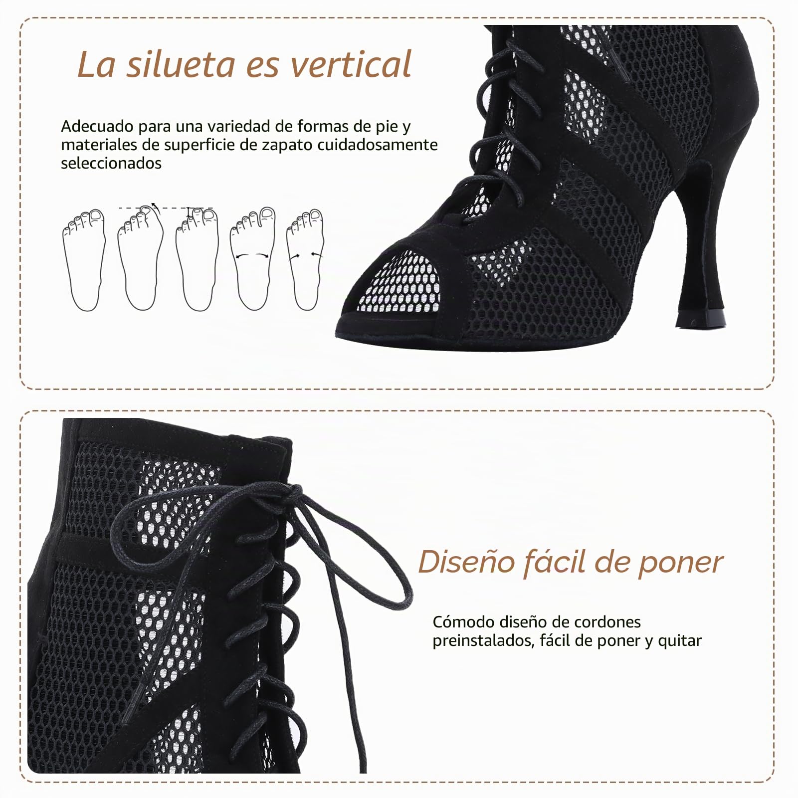 Zapatos de Baile de Salón para Mujeres Tacones de Baile Negro Señoras Suela de Gamuza Salsa Bomba Latina Tacón de 9 cm