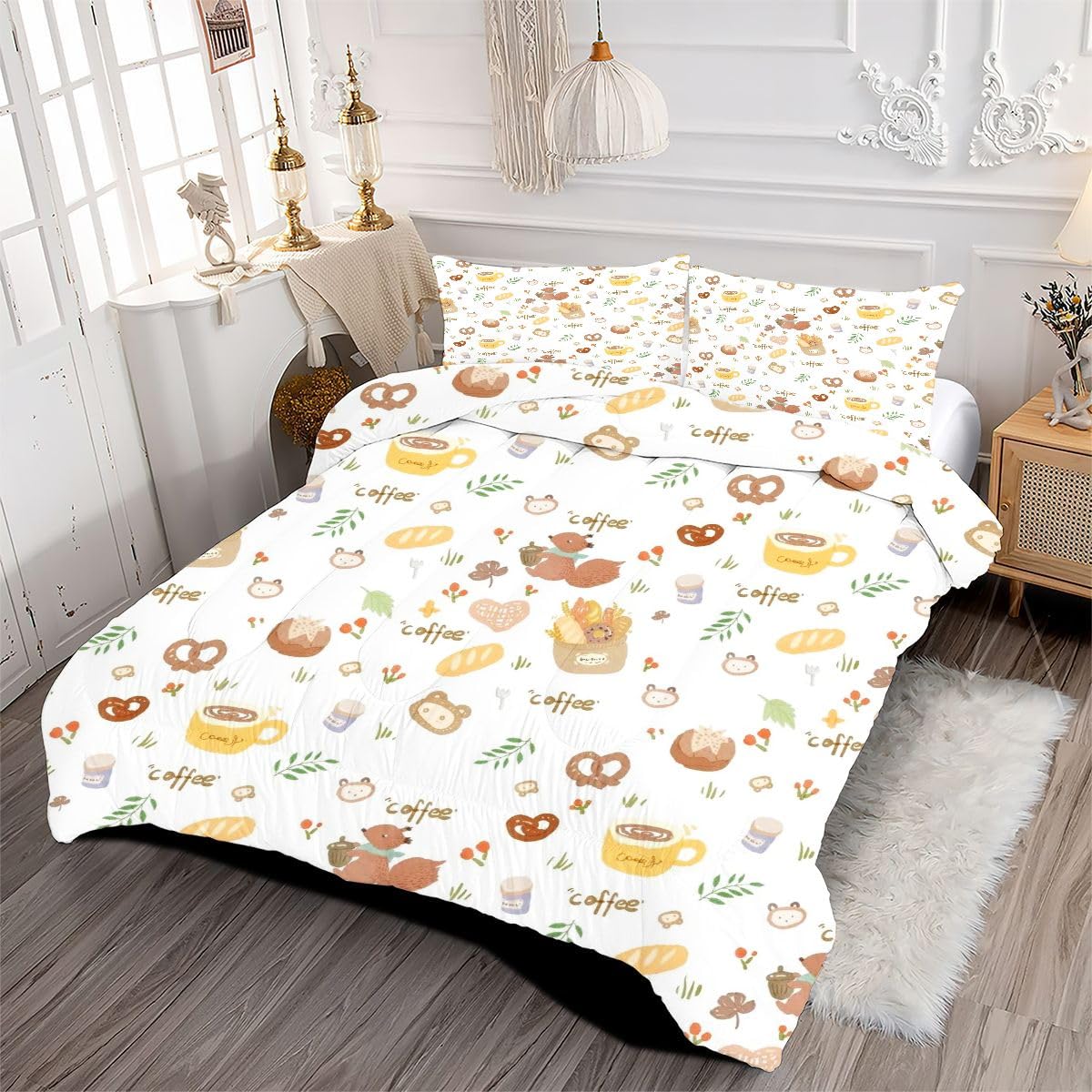Edredón 200x200 cm | Patrón Dibujos Animados, Tejido de Microfibra con Relleno de Algodón 200 gsm, Incluye 2 Fundas de Almohada 50x75 cm, Estampado 3D para el Dormitorio Principal D150