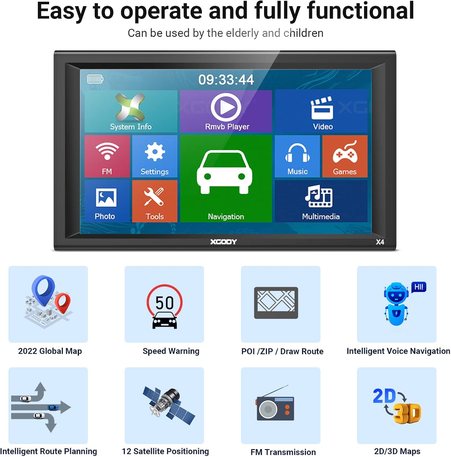 Xgody GPS X4 Main Menu Screen