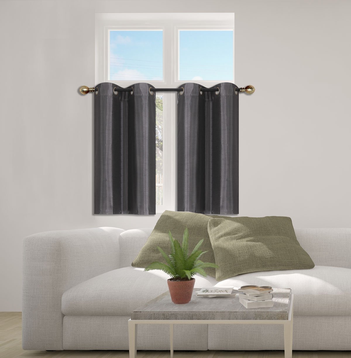 Elegant Home - Cortina opaca con aislamiento de seda sintética con ojales, 2 paneles de 28 pulgadas de ancho x 36 pulgadas de largo, cada uno para cocina, baño o cualquier ventana pequeña, # D24 3