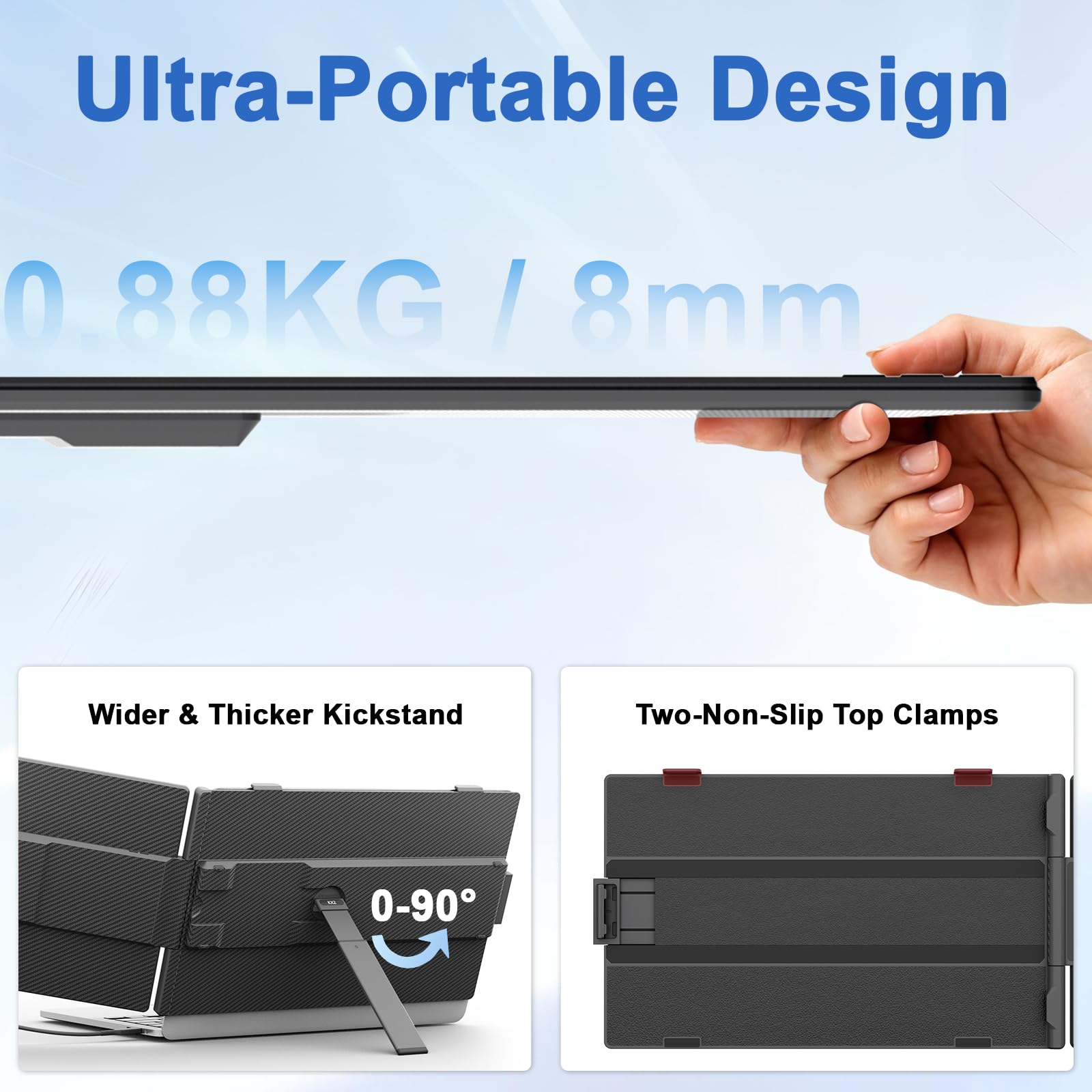 KEFEYA Écran D'extension Portable 14" 1080P FHD Léger Moniteur Portable Plug and Play pour Windows, Mac, Chrome, Android, Xbox Laptop Screen Extender avec 13.3 "-17"