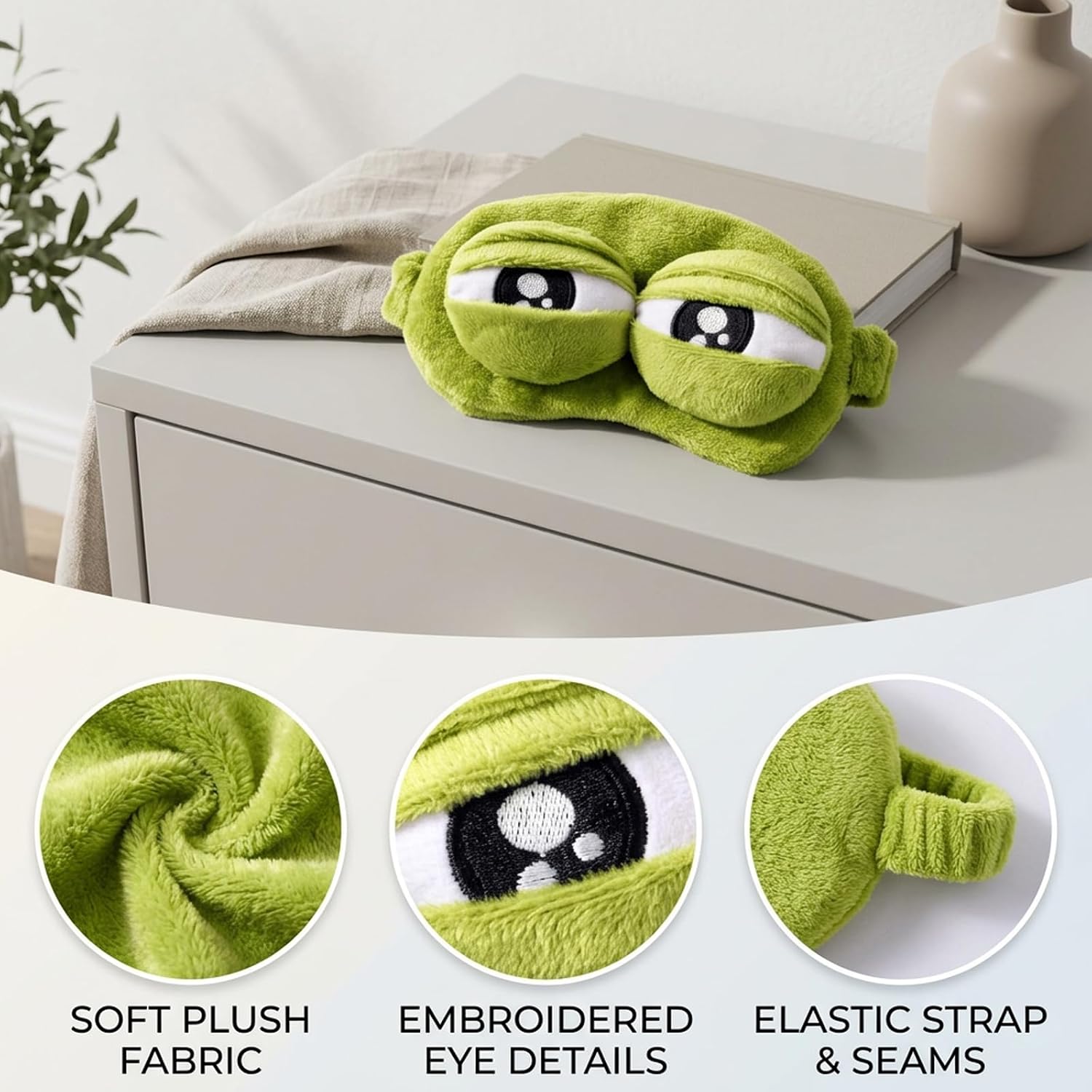 2PCS Frog Eye Mask, Frog Sleep Mask for Children and Adults, Funny Sleep Mask for Home and Travel, Light Blocking Eye Cover for Sensitive Sleepers, Two Pack Frog Design Sleep Masks image 5