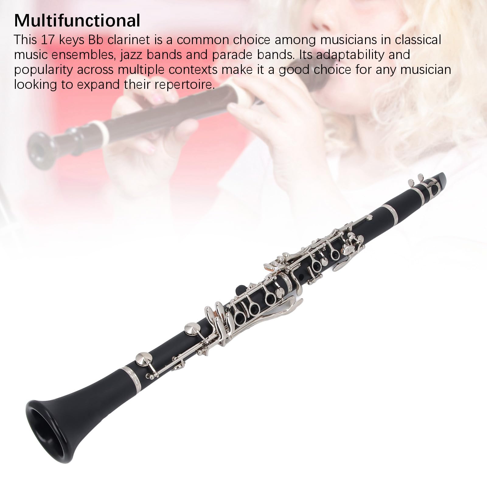Clarinetto in Sib 17 Tasti, Strumento per Clarinetto in Plastica Ingegneristica per Studenti Principianti